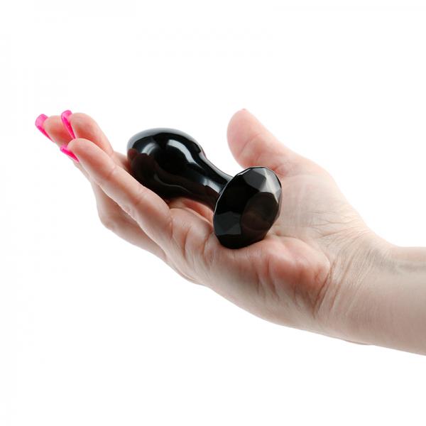 Crystal Gem Glass Anal Plug Black