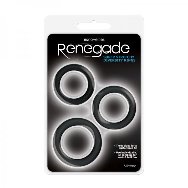 Renegade Diversity Rings Black Pack Of 3