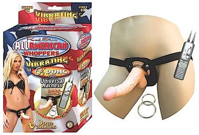 All American Whoppers 6.5in Vibrating Dong Universal Harness