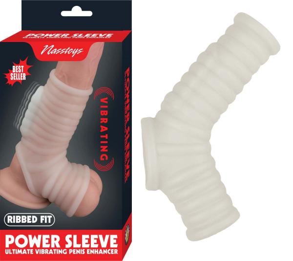 Vibrating Power Sleeve Ribbed Fit Wht
