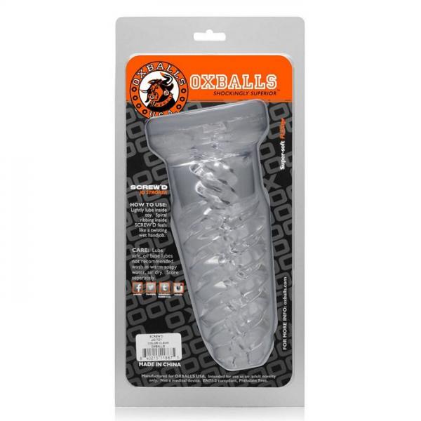 Oxballs Screw'd, Super Squish Corkscrew Jackoff Toy, Clear