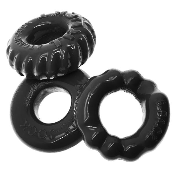 Oxballs Bonemaker 3-pack Boner Cockring Kit Flextpr Black