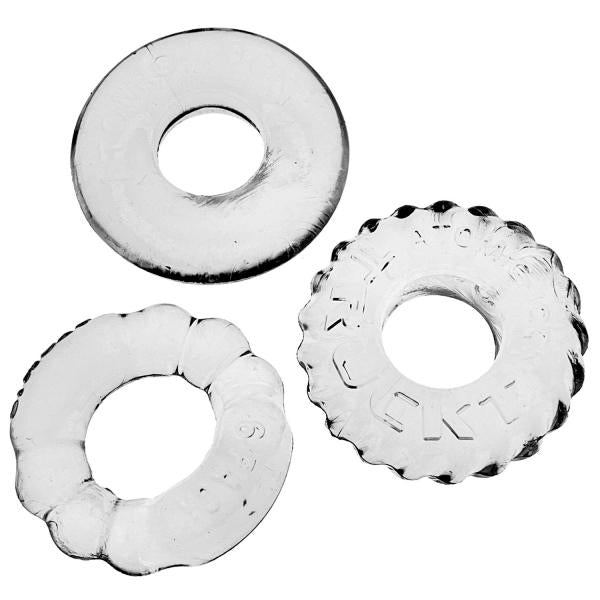 Oxballs Bonemaker 3-pack Boner Cockring Kit Flextpr Clear