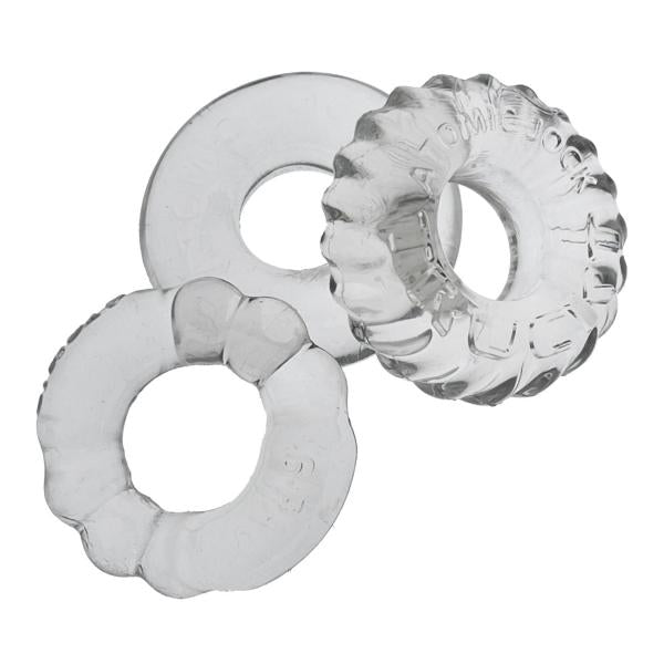 Oxballs Bonemaker 3-pack Boner Cockring Kit Flextpr Clear
