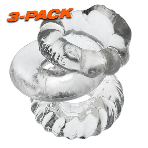 Oxballs Bonemaker 3-pack Boner Cockring Kit Flextpr Clear