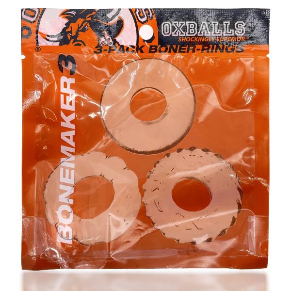 Oxballs Bonemaker 3-pack Boner Cockring Kit Flextpr Clear