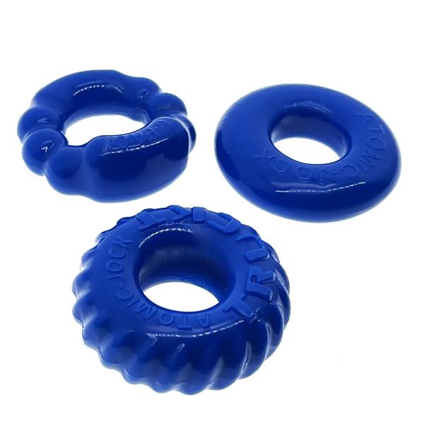 Oxballs Bonemaker 3-pack Boner Cockring Kit Flextpr Pool Blue