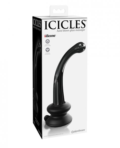 Icicles No. 87 - Glass Suction Cup G-spot Wand - Black