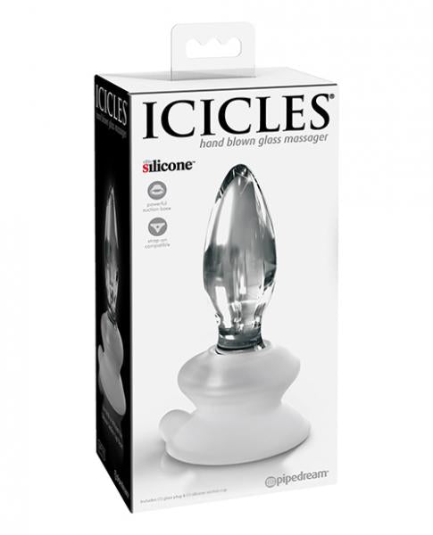 Icicles No. 91 - Glass Suction Cup Anal Plug - Clear