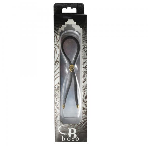 C-Cing Lasso Gold Skull Bead Leather Strap Black