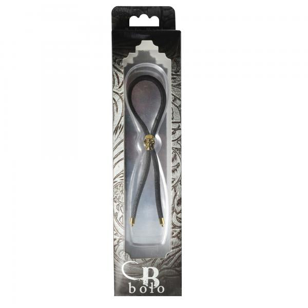 C-Cing Lasso Gold Skull Bead Leather Strap Black