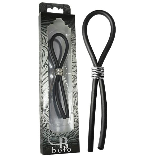 Bolo Lasso & Grooved Stainless Steel Slider Black