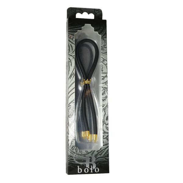 Bolo Silicone Lasso with Gold Crown Slider Ring Black