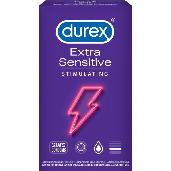 Durex Extra Sensitive Lubricated Condom Stimulating 12-pack