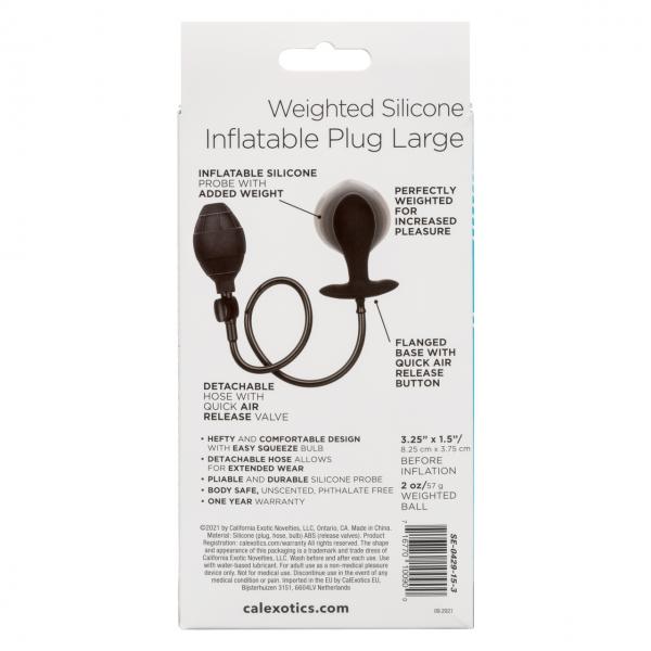 Weighted Silicone Inflate Plug Lg Black