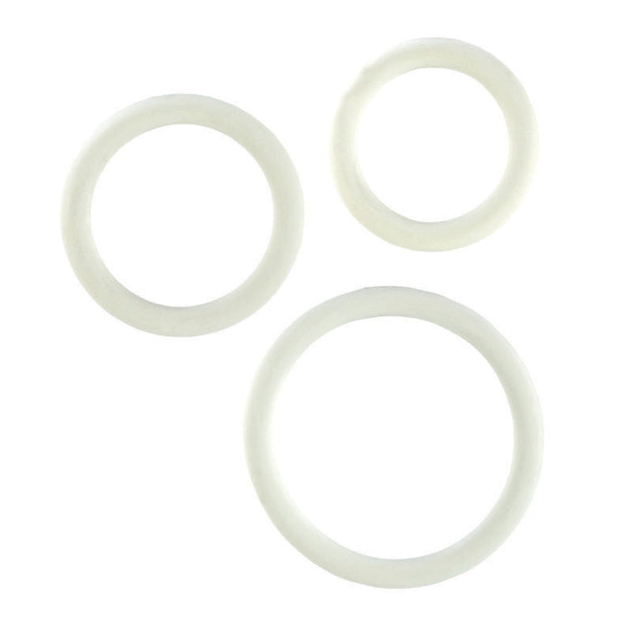 Rubber Cock Ring White 3 Piece