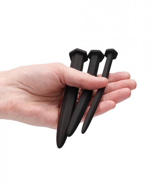 Silicone Rugged Nail Plug Set - Urethral Sounding -  Black