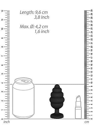 Ouch Extra Large Ribbed Diamond Heart Plug - Black