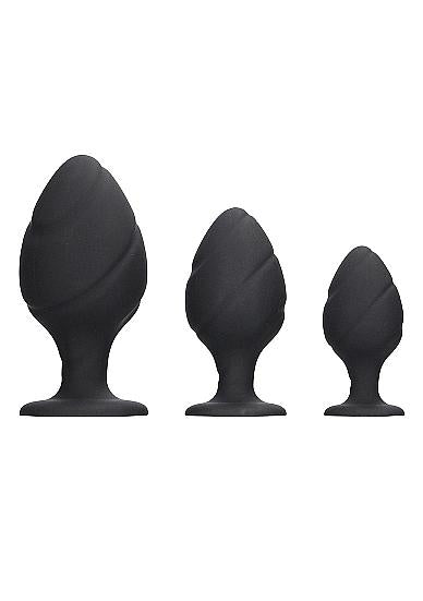 Ouch Swirled Butt Plug Set Black