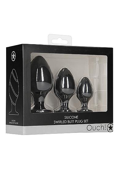 Ouch Swirled Butt Plug Set Black
