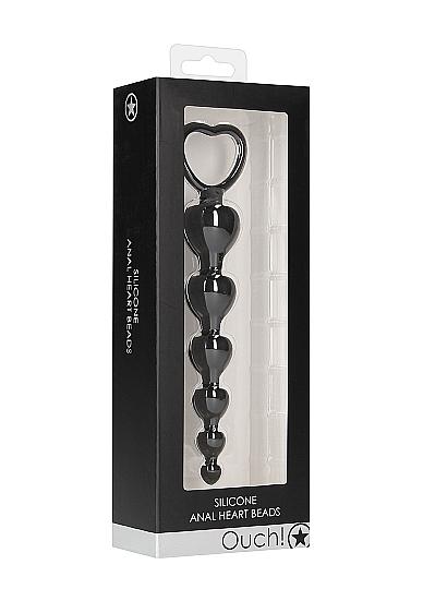 Ouch Anal Heart Beads Black