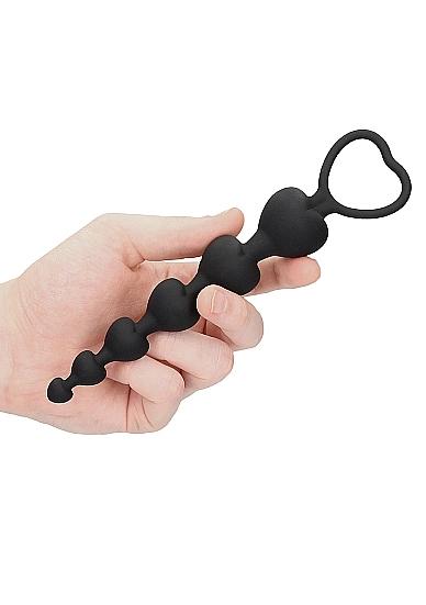 Ouch Anal Heart Beads Black