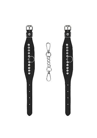 Ouch Diamond Studded Wrist Cuffs - Black