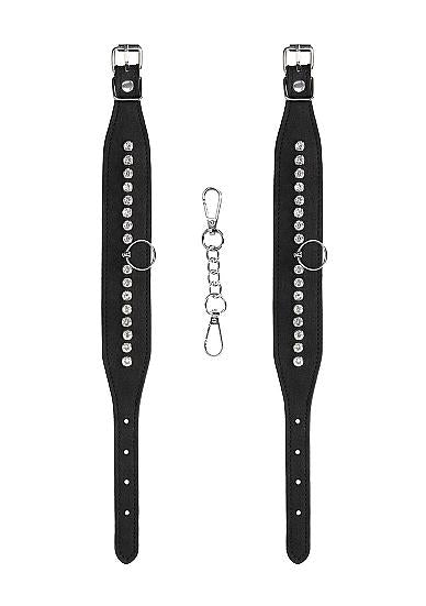 Ouch Diamond Studded Ankle Cuffs - Black