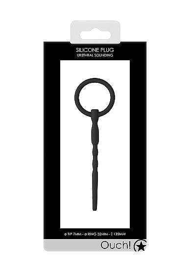 Ouch! Urethral Sounding - Silicone Plug - Black - 7 Mm