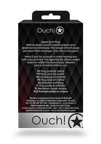 Shots Ouch! Round Gem Butt Plug Medium Silver/ruby Red