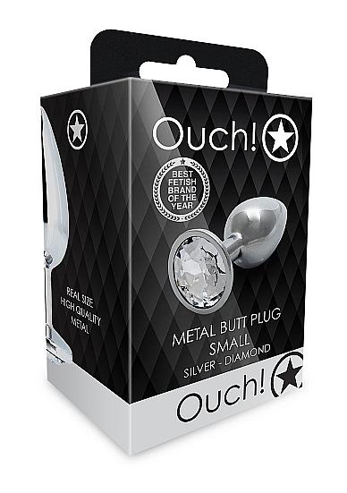 Shots Ouch! Round Gem Butt Plug Small Silver/diamond