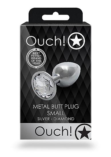 Shots Ouch! Round Gem Butt Plug Small Silver/diamond