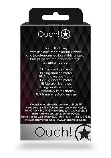 Shots Ouch! Round Gem Butt Plug Small Gunmetal/diamond
