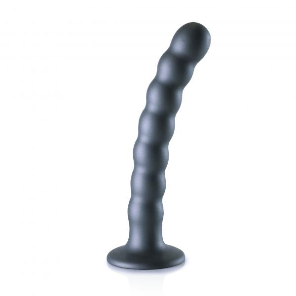 Shots Ouch! Beaded Silicone 6.5 In. G-spot Dildo Gunmetal