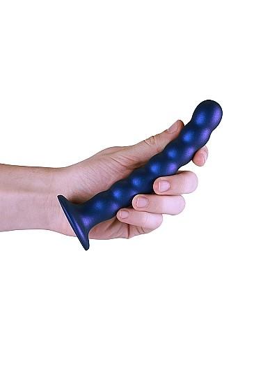 Shots Ouch! Beaded Silicone 6.5 In. G-spot Dildo Metallic Blue