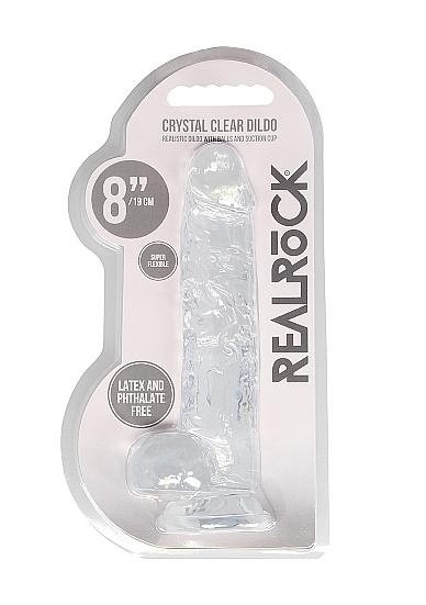 Shots RealRock Realistic Crystal Clear 8 Dildo w/Balls - Transparent Clear
