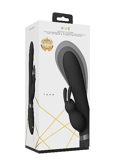 Vive - Taka Rechargeable Auto-inflatable Triple-motor Silicone Rabbit - Black