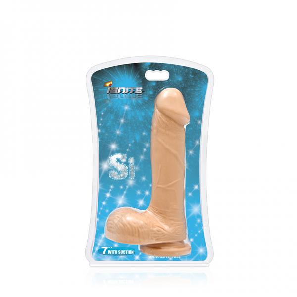 Cock Balls 7 Inches Suction Cup Beige