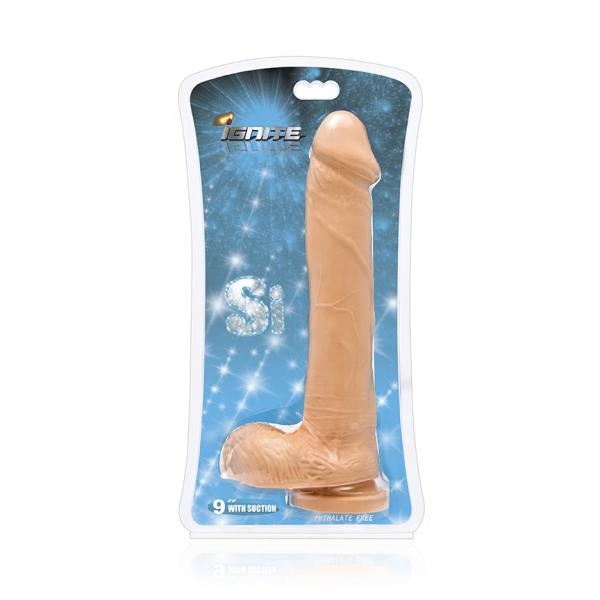 Cock Balls 9 Inches Suction Cup Beige
