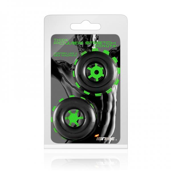 Thick Power Stretch Donuts Black 2 Pack Rings