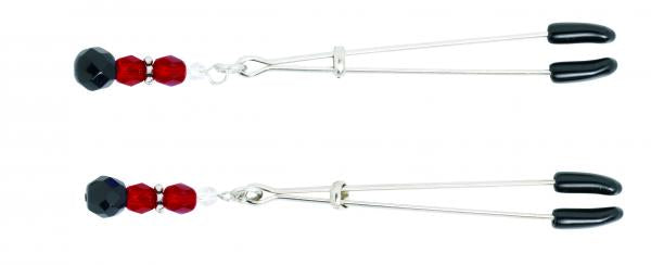 Red Beaded Nipple Clamps With Tweezer Tip - Red