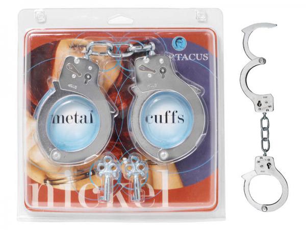 Nickel Coated Steel Handcuffs With Single Lock - Silver