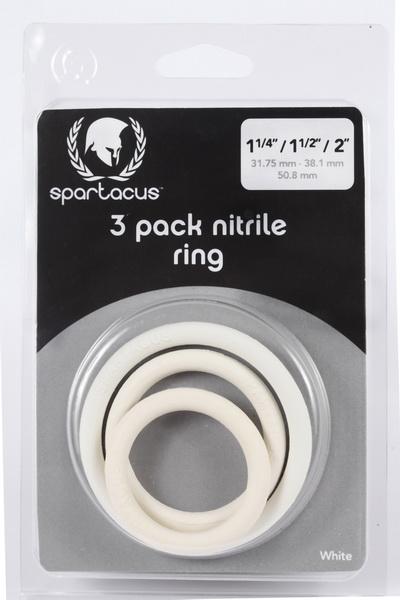 Spartacus Nitrile Cock  Ring Set - White Pack of 3