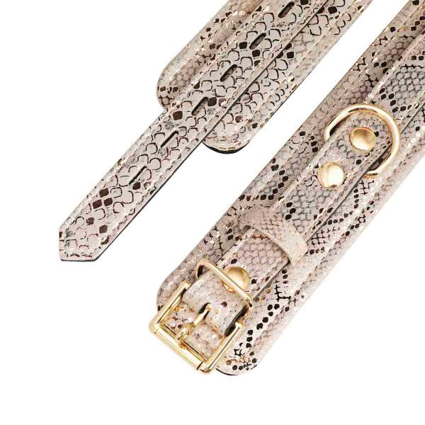 Spartacus Wrist Restraints Leather Lining White Snakeskin Micro Fiber