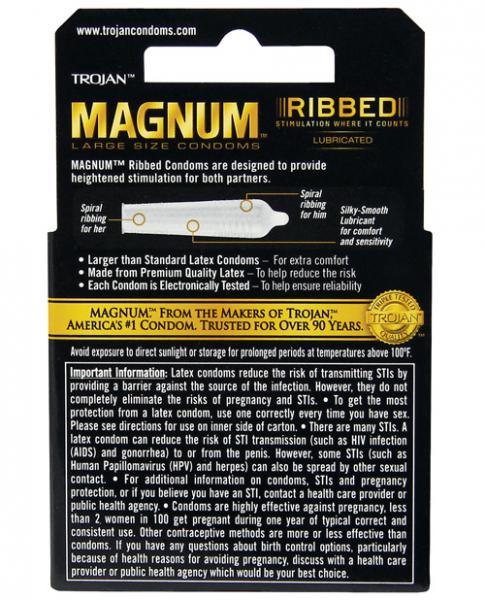 Trojan Magnum Ribbed Latex Condoms 3 Pack