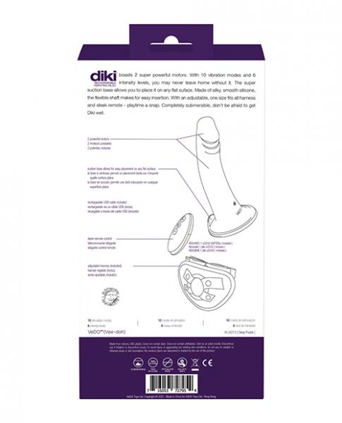 Vedo Diki Rechargeable Vibrating Dildo With Harness Deep Purple