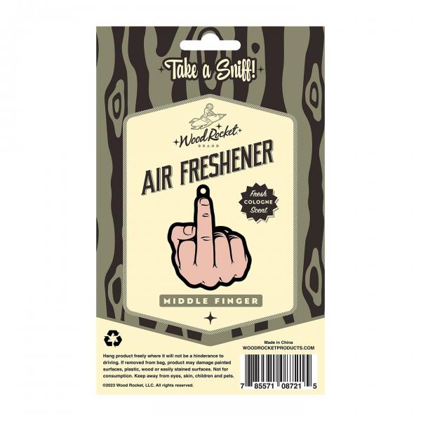 Wood Rocket Air Freshener Middle Finger Peach