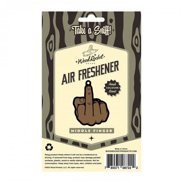 Wood Rocket Air Freshener Middle Finger Brown