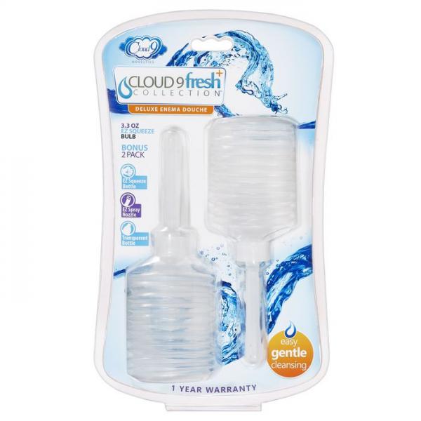 Cloud 9 Fresh + Portable Anal Enema Douche 3.3oz EZ Squeeze Bulb 2 Pack