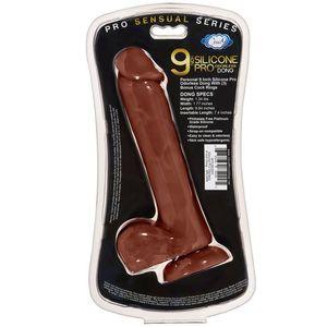 Pro Sensual Premium Silicone Dong Brown 9 inches with 3 C-Rings